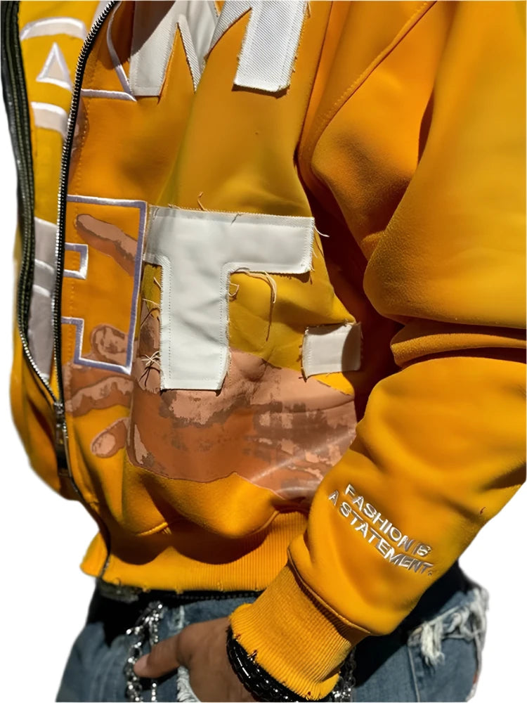 Loose Zip-up "I AM ART" Sweatshirt (Silk Hoodie)