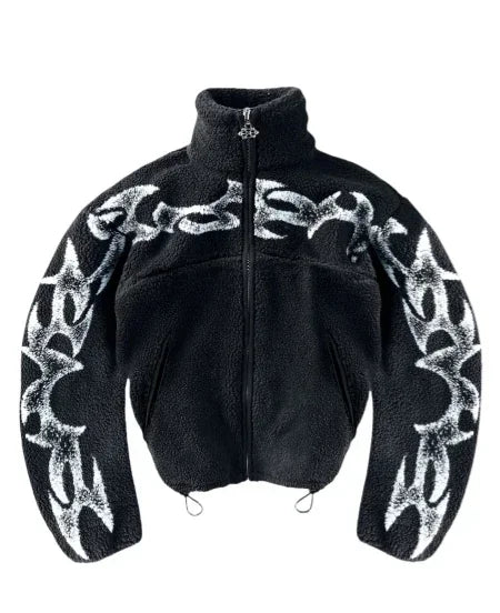 Graphic Printed Retro Fur Jacket